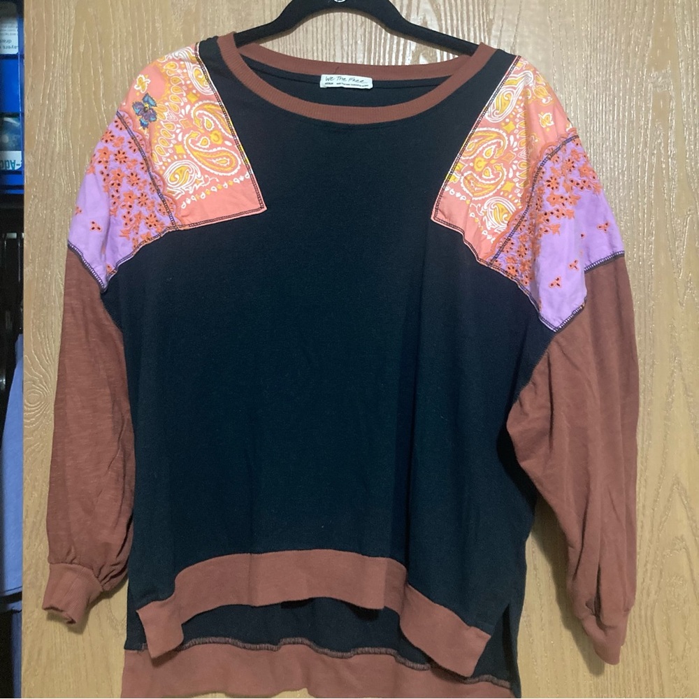We The Free Oversized Medium Blouse with Color Designs